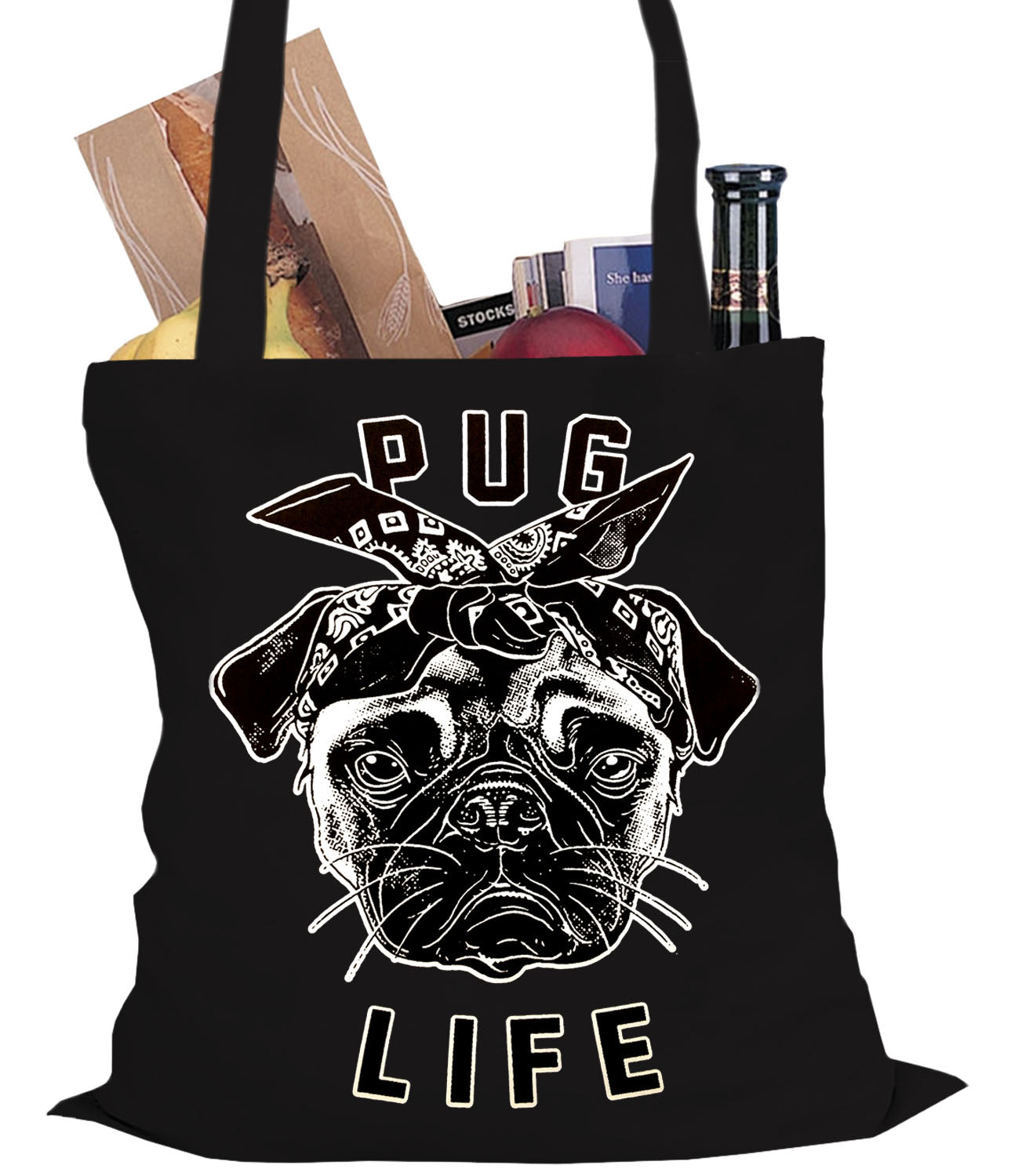 La Pop Art Pug Life - Large Word Art Tote Bag | CoolSprings Galleria